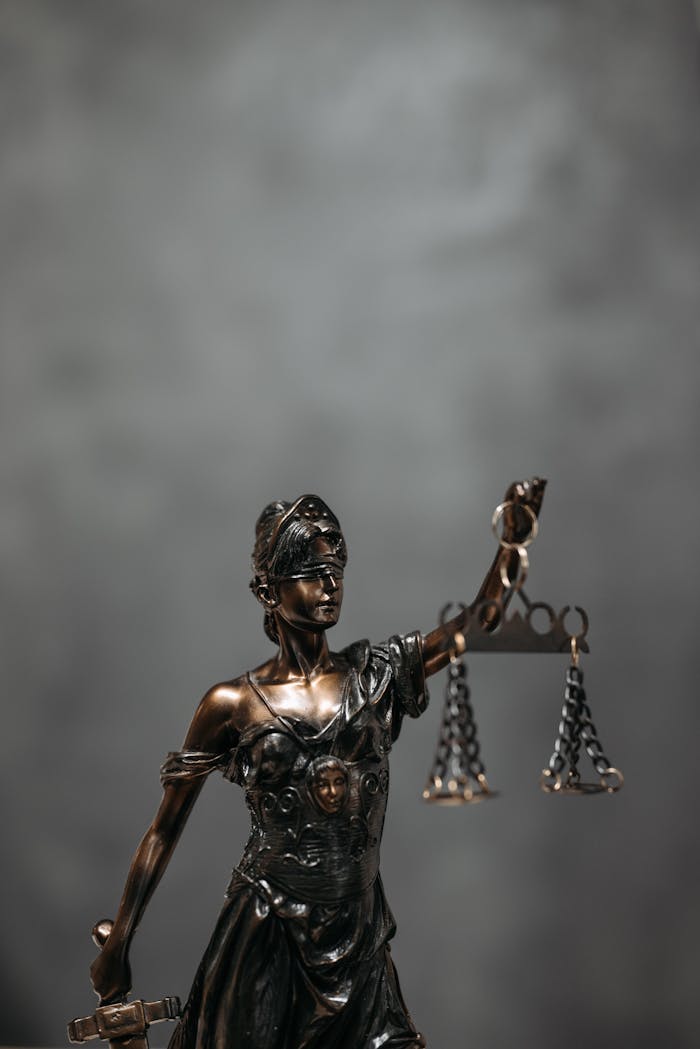 hero-img-01 Close-up of a bronze Lady Justice statue holding scales, symbolizing law and fairness.